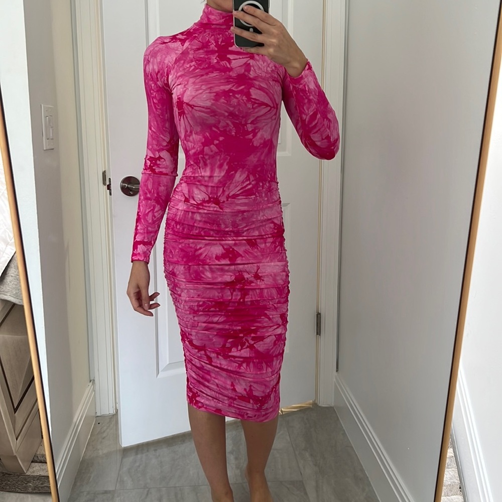 Fashion Ribbed Pink Bodycon Dress